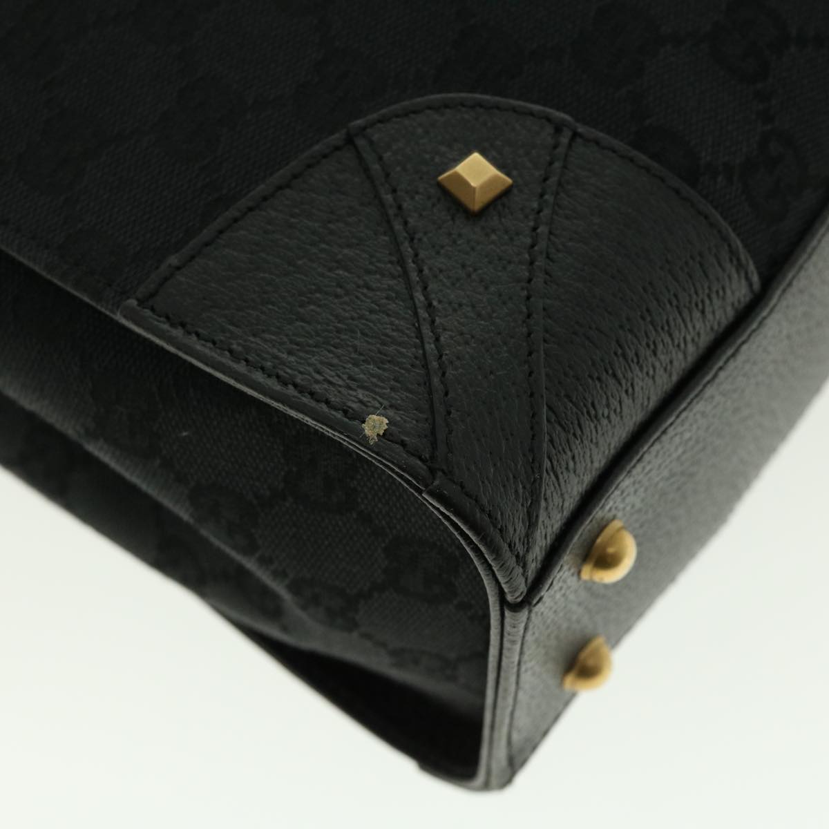 GUCCI GG Canvas Studs Hand Bag Black 120895 ki2824