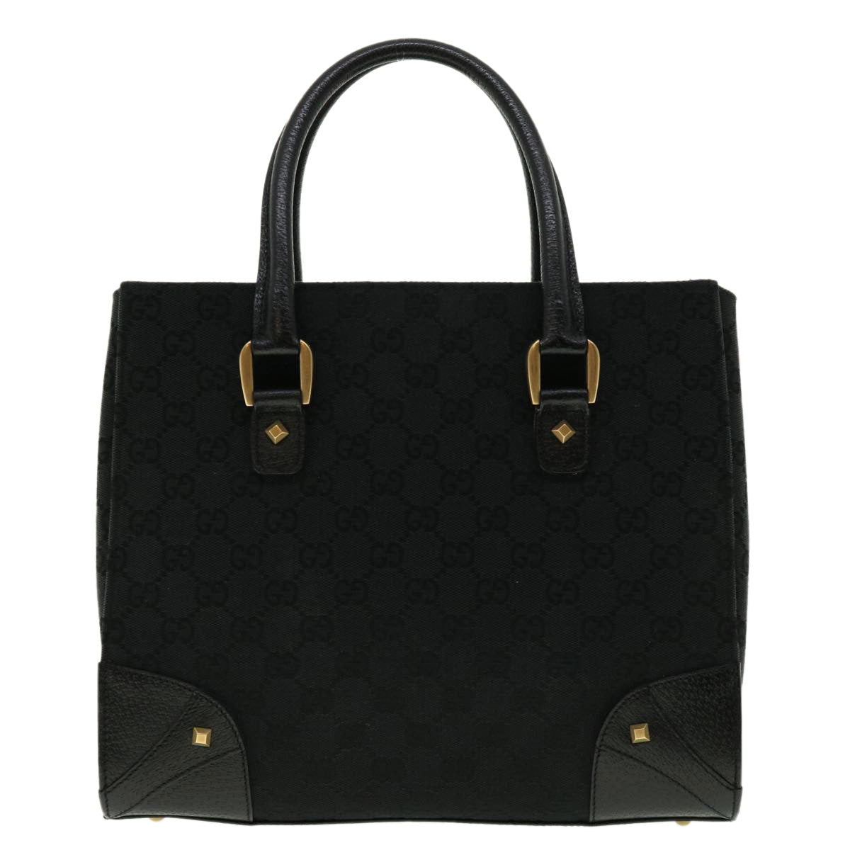 GUCCI GG Canvas Studs Hand Bag Black 120895 ki2824
