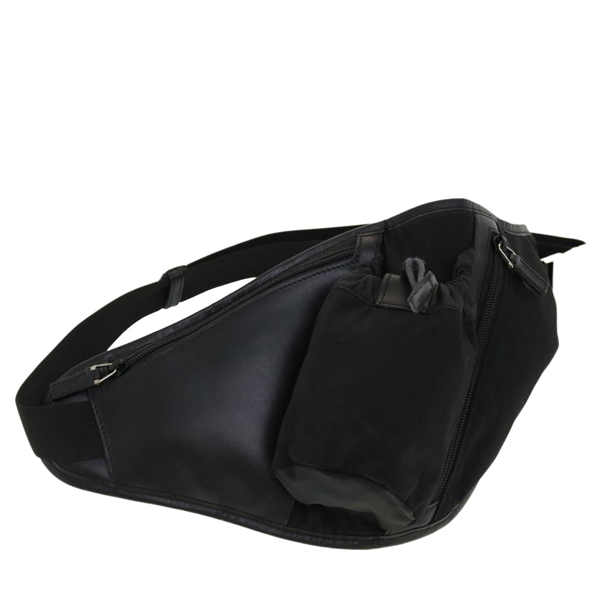 GUCCI Waist Bag Nylon Leather Black ki2883