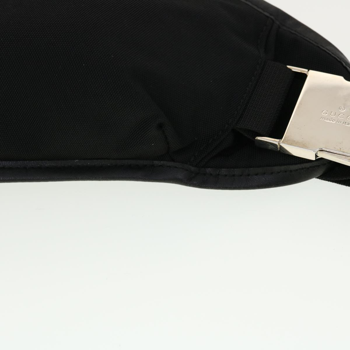 GUCCI Waist Bag Nylon Leather Black ki2883
