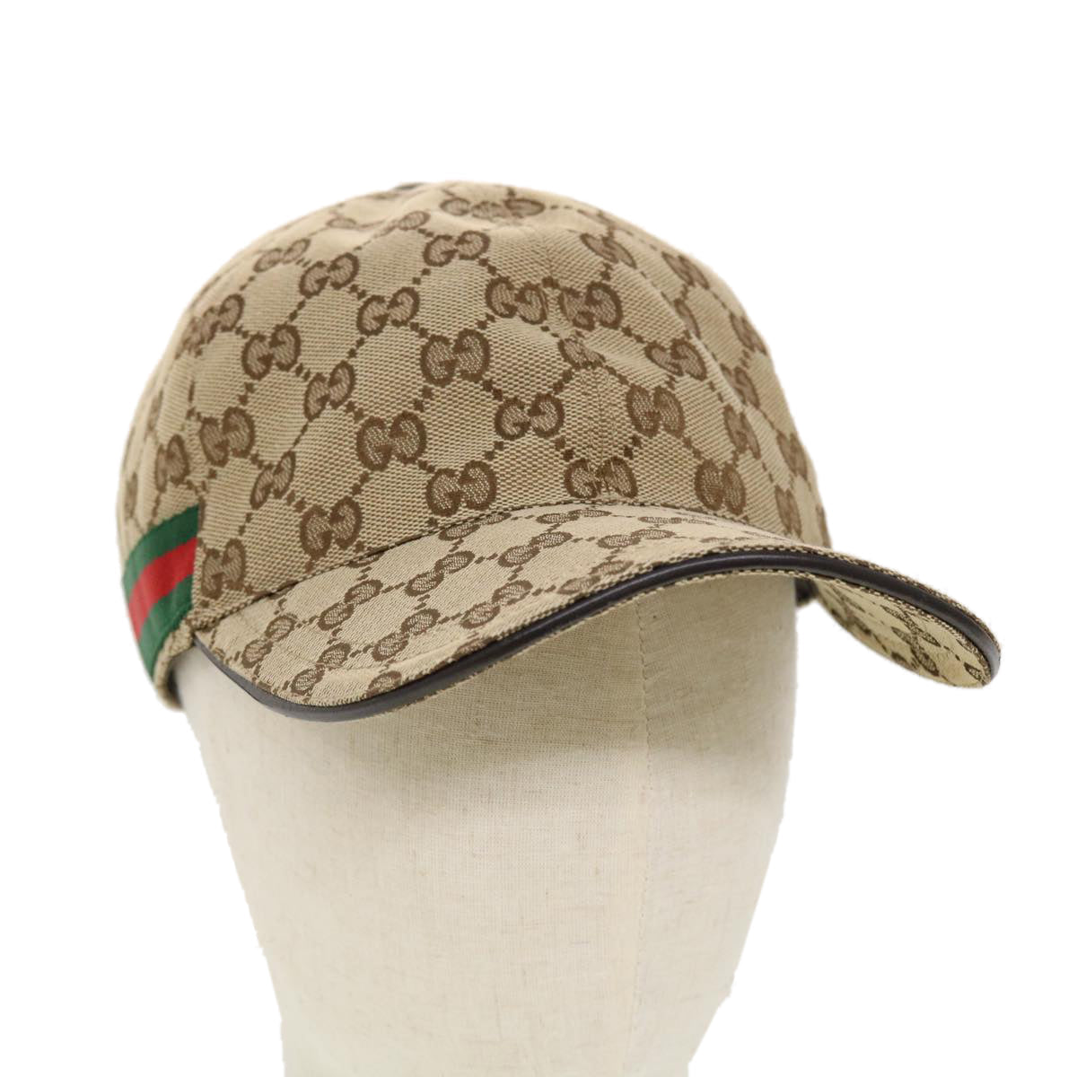 GUCCI GG Canvas Web Sherry Line Baseball Cap M 58 Beige 200035 ki2886
