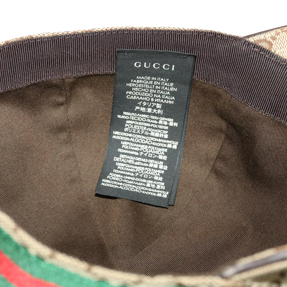 GUCCI GG Canvas Web Sherry Line Baseball Cap M 58 Beige 200035 ki2886