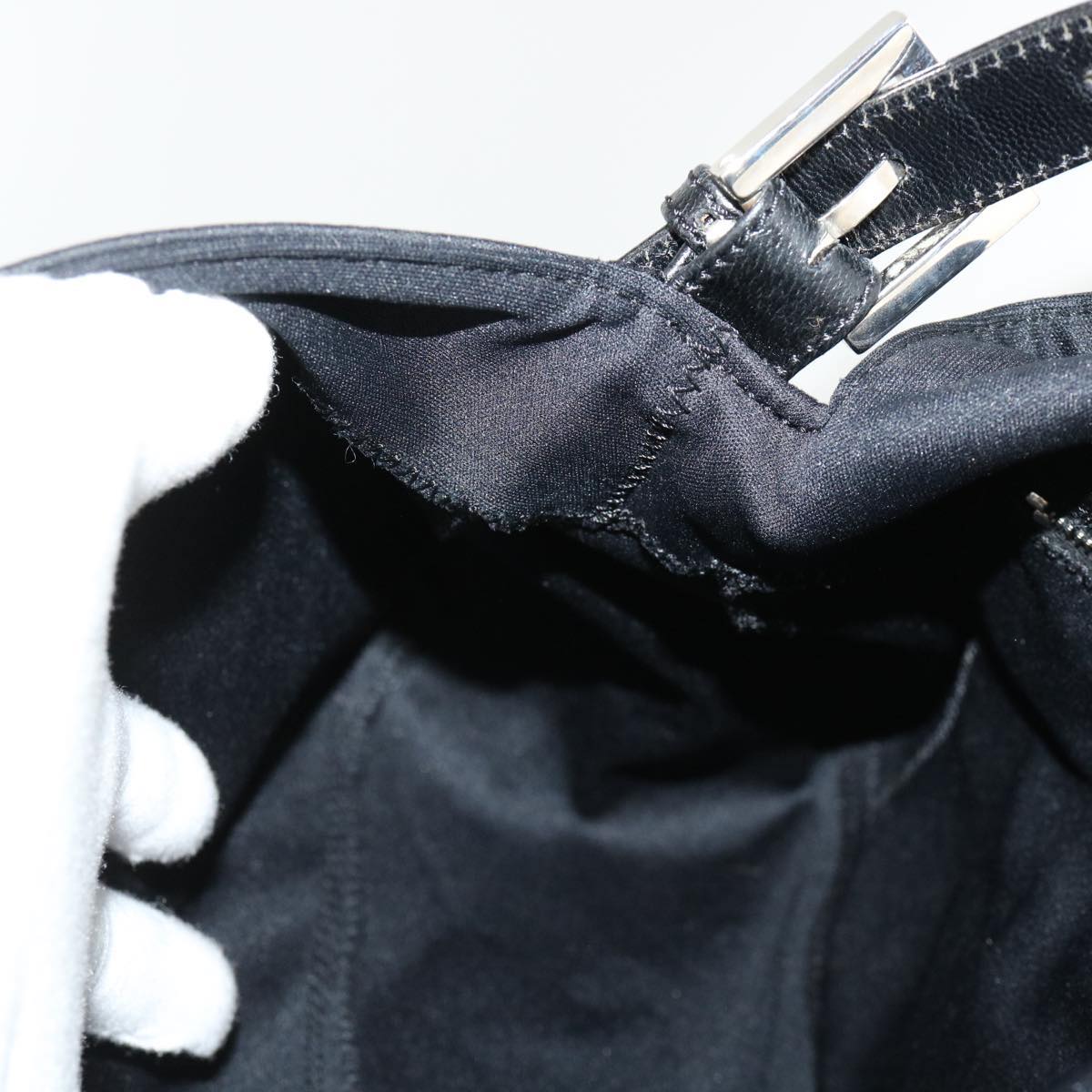FENDI Mamma Baguette Shoulder Bag Nylon Black ki2894