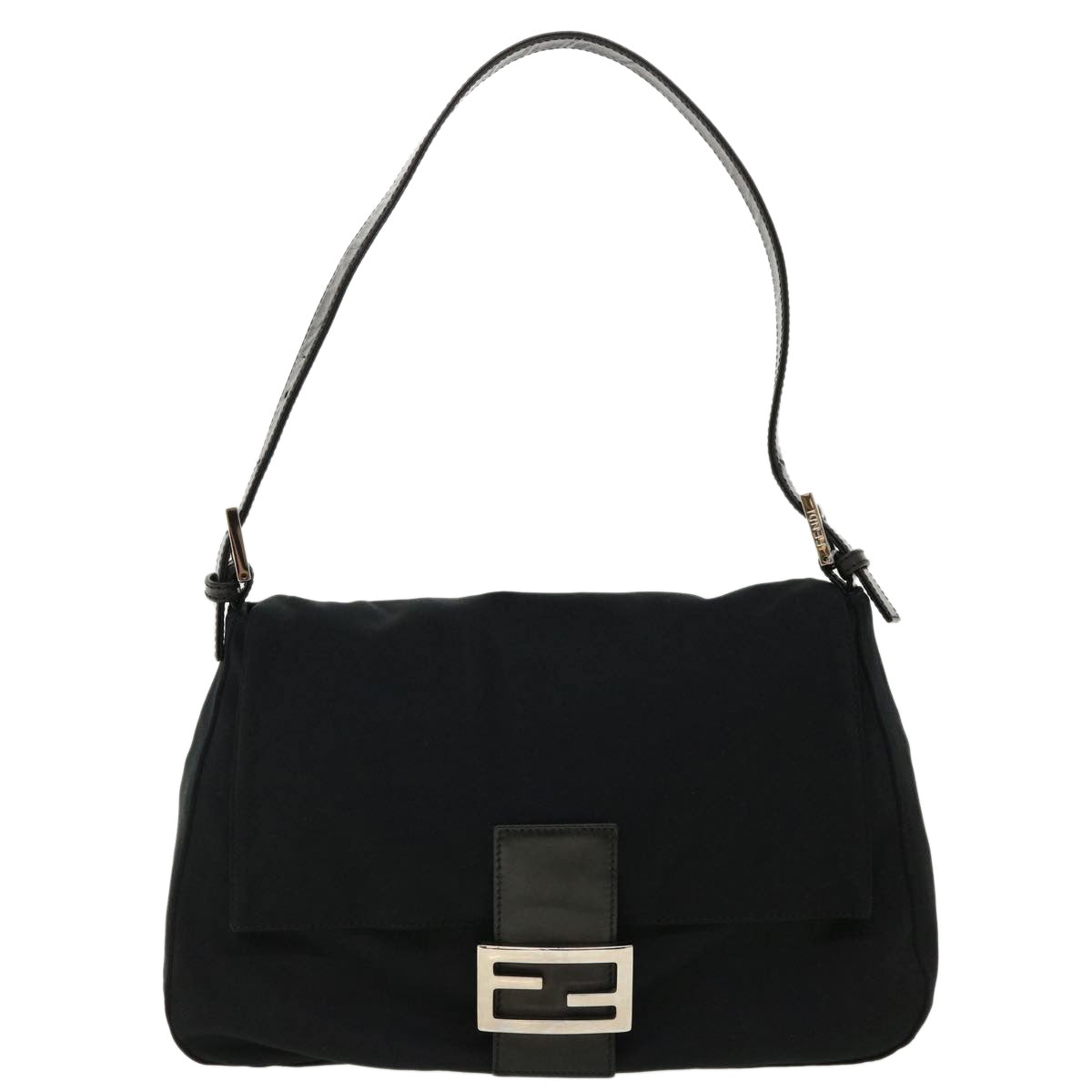 FENDI Mamma Baguette Shoulder Bag Nylon Black ki2894
