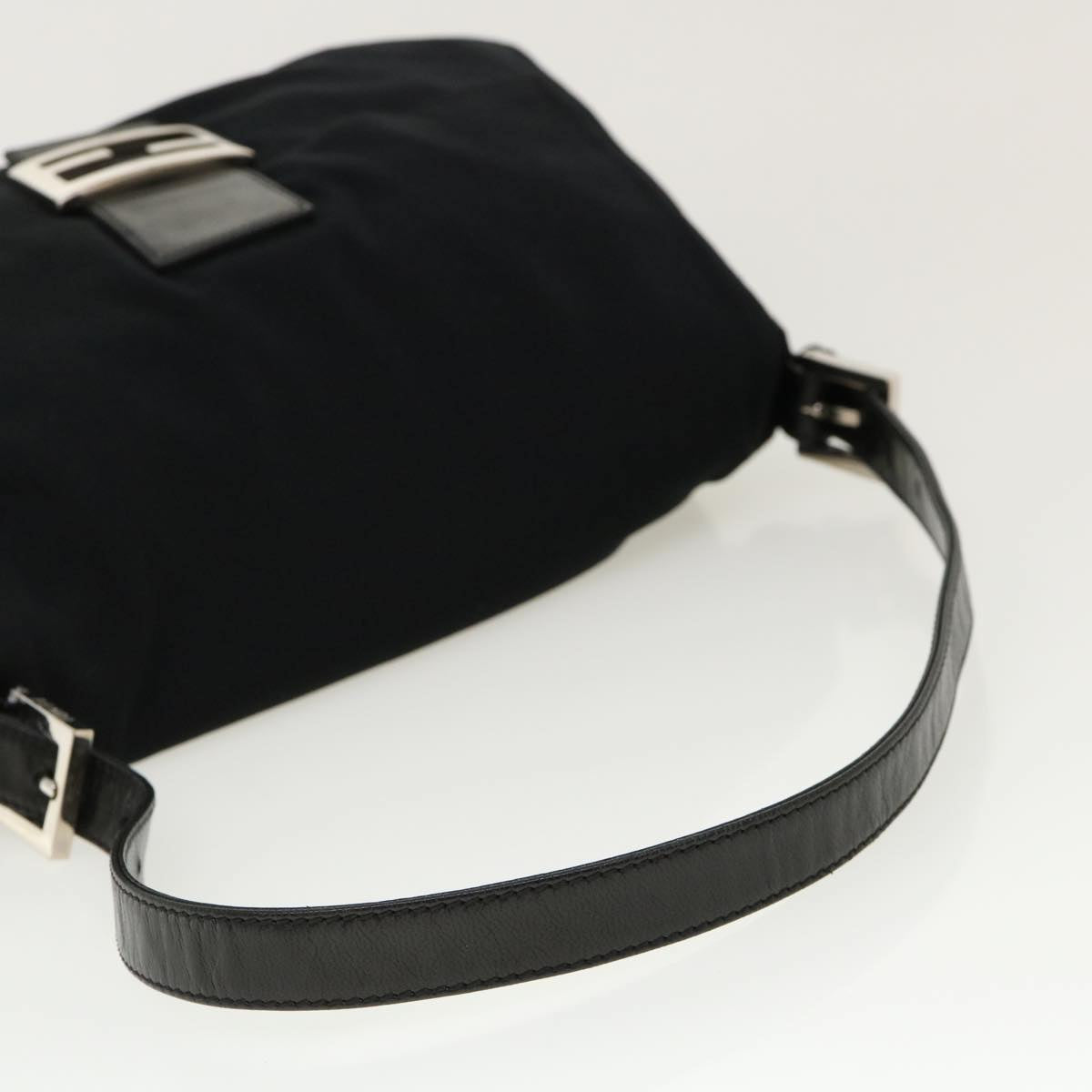 FENDI Mamma Baguette Shoulder Bag Nylon Black ki2894