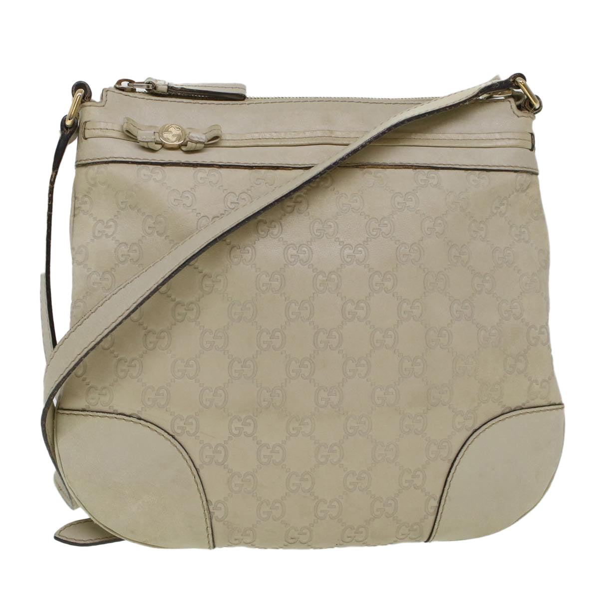 GUCCI GG Canvas Guccissima Shoulder Bag White ki2988