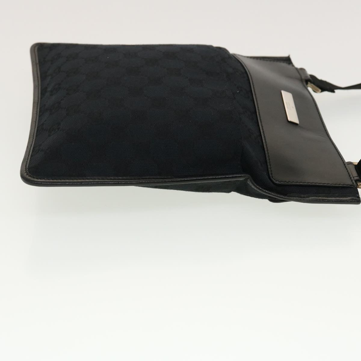 GUCCI GG Canvas Flat Shoulder Bag Black 0348 ki2992