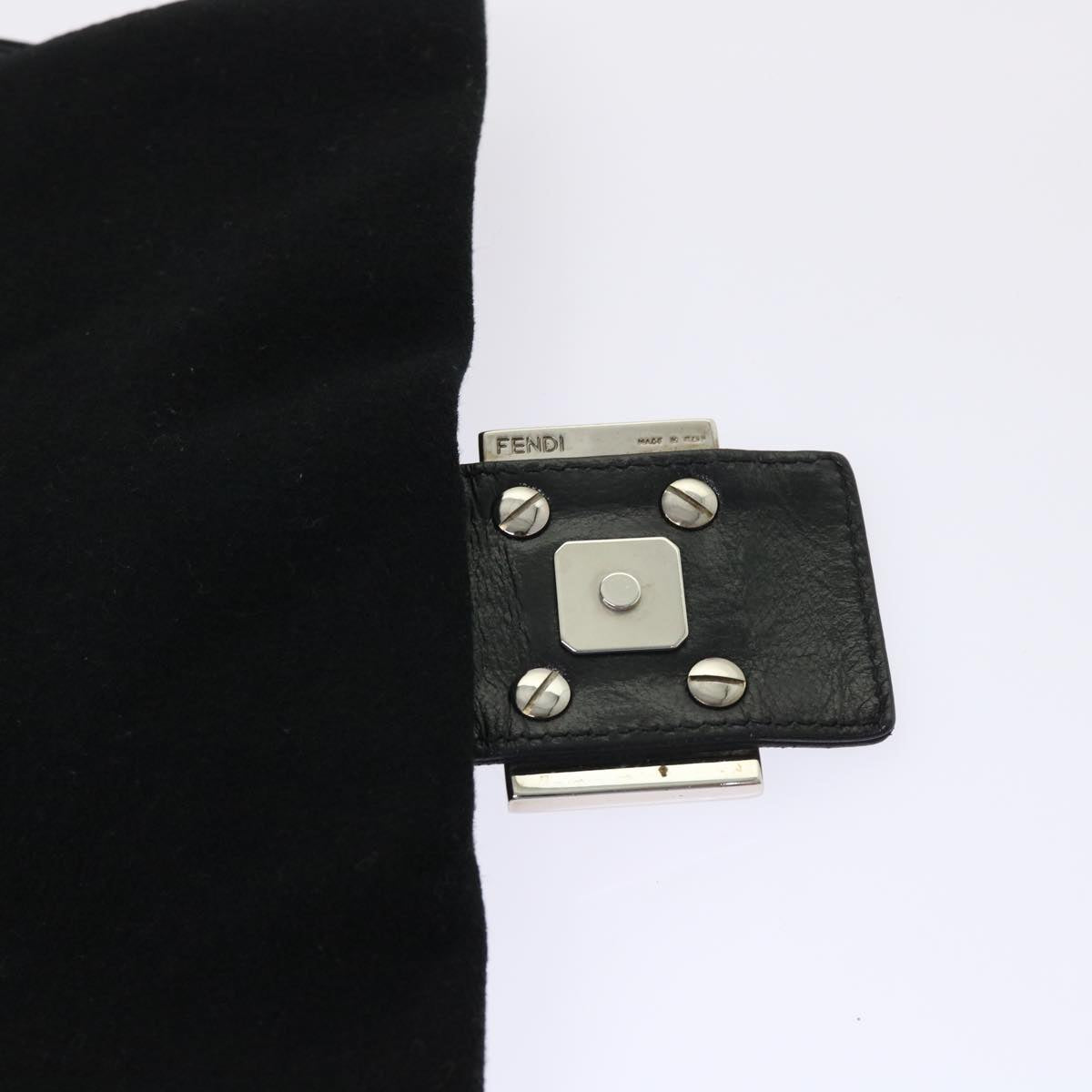 FENDI Mamma Baguette Shoulder Bag Wool Leather Black 2348 26325 093 ki3163