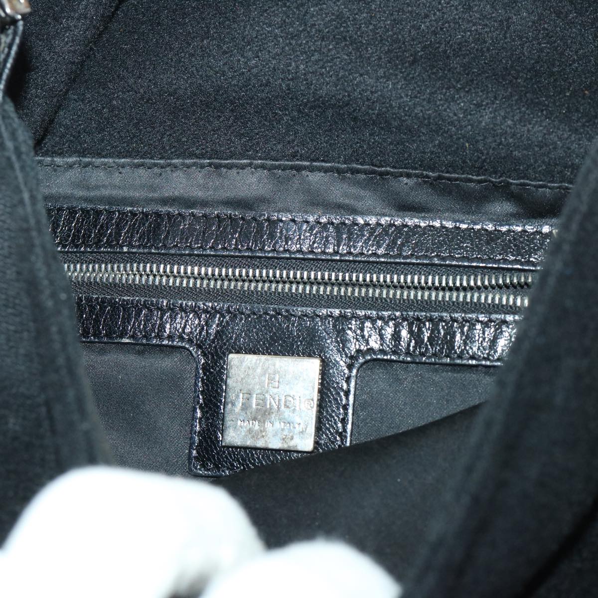 FENDI Mamma Baguette Shoulder Bag Wool Leather Black 2348 26325 093 ki3163