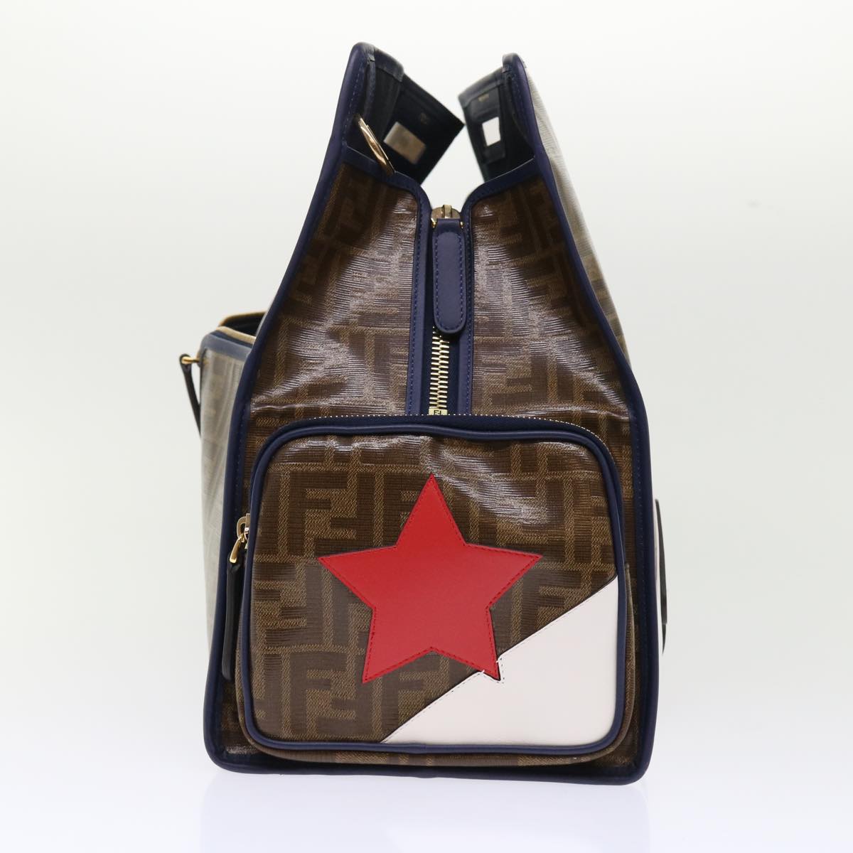 FENDI Zucca Canvas FILA Collaboration Peek A Boo Defender Bag Brown ki3280