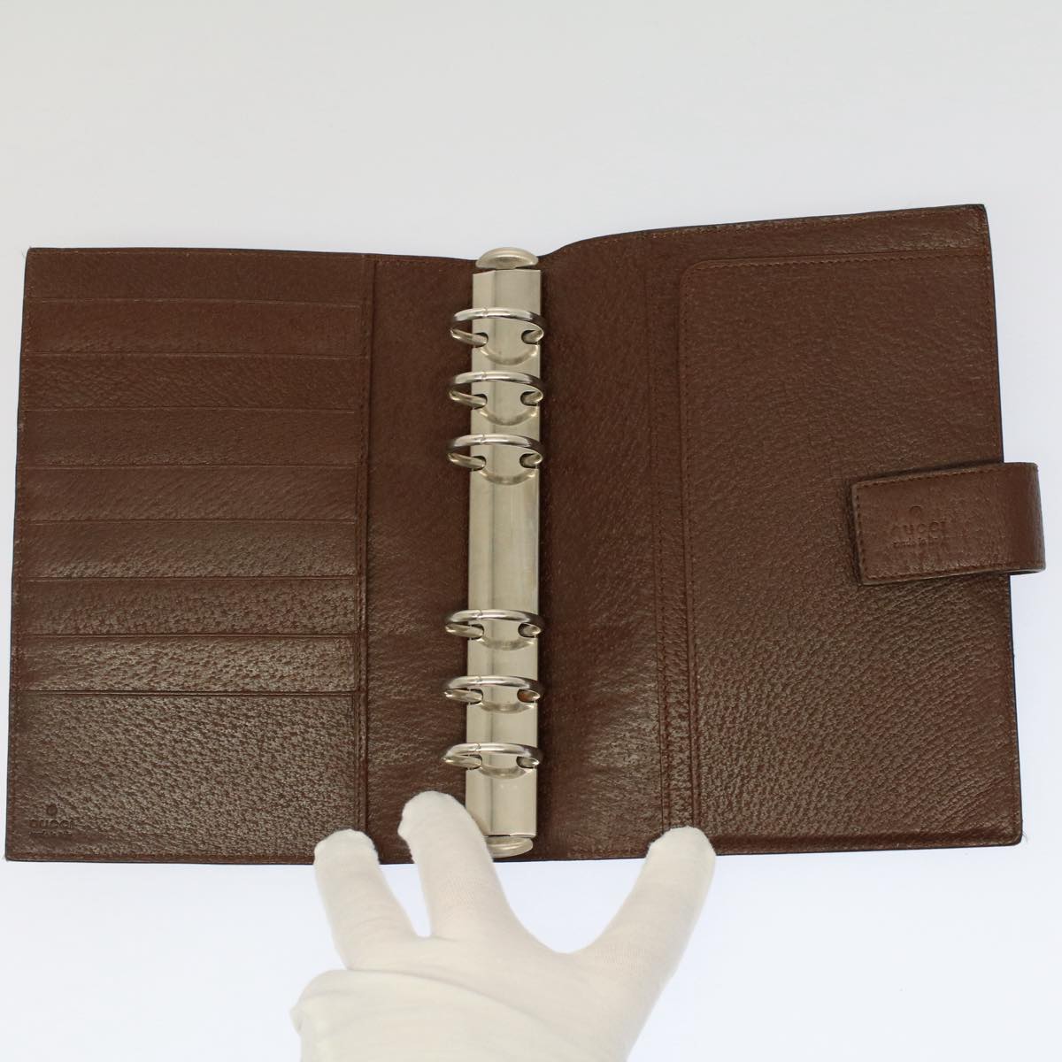 GUCCI Day Planner Cover Leather Brown ki3292