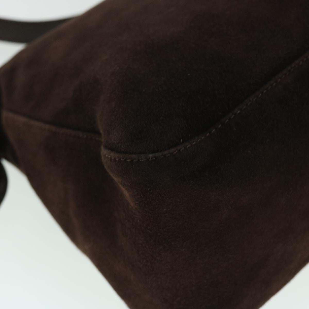 FENDI Mamma Baguette Shoulder Bag Suede Brown ki3319