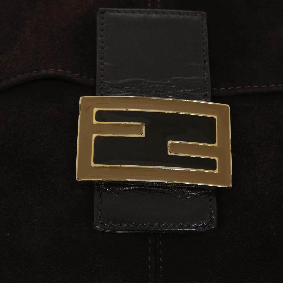 FENDI Mamma Baguette Shoulder Bag Suede Brown ki3319