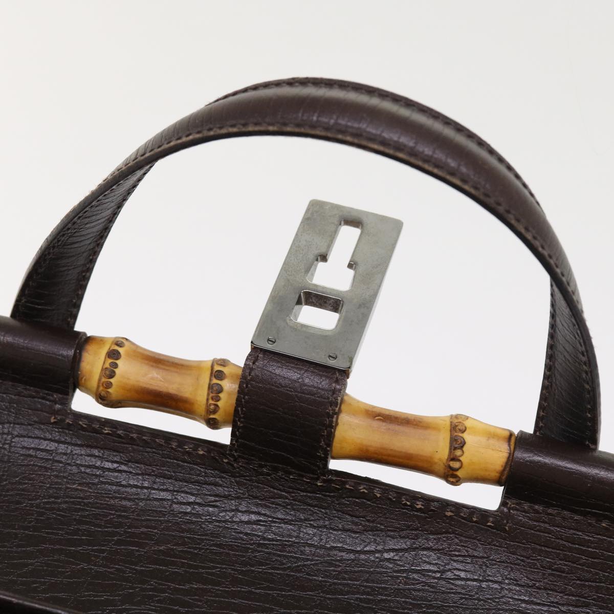 GUCCI GG Canvas Bamboo Hand Bag Beige 111713 ki3323