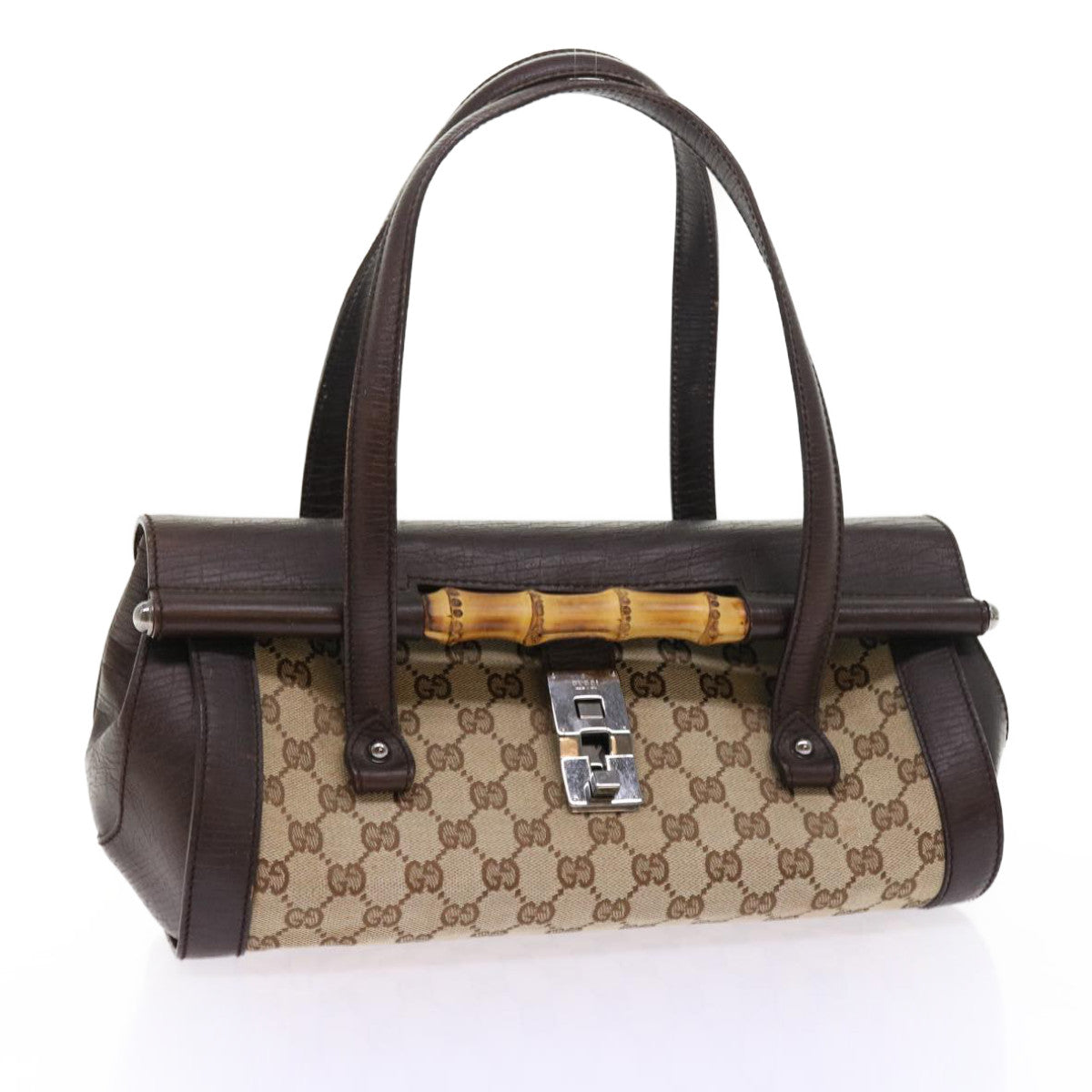 GUCCI GG Canvas Bamboo Hand Bag Beige 111713 ki3323