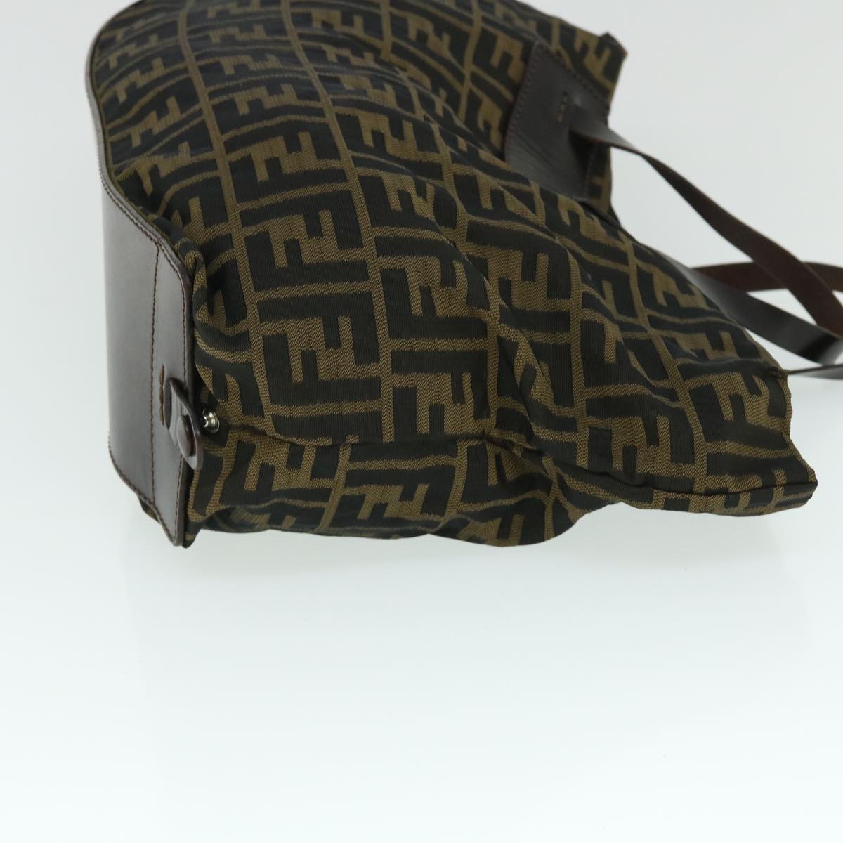 FENDI Zucca Canvas Hand Bag Nylon Leather Brown ki3329