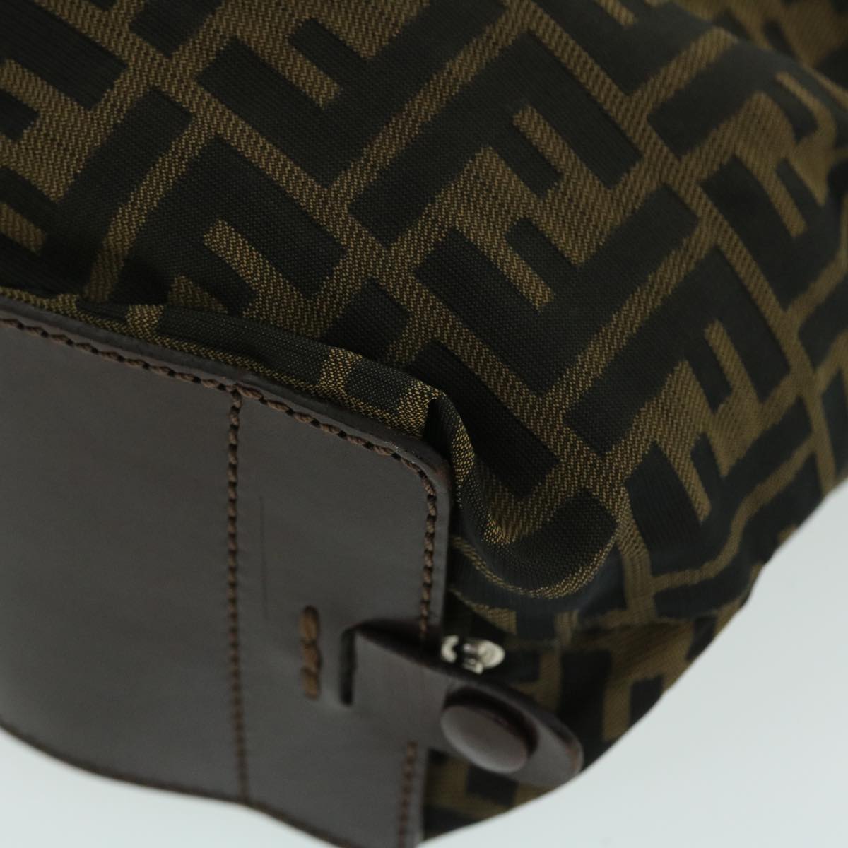 FENDI Zucca Canvas Hand Bag Nylon Leather Brown ki3329