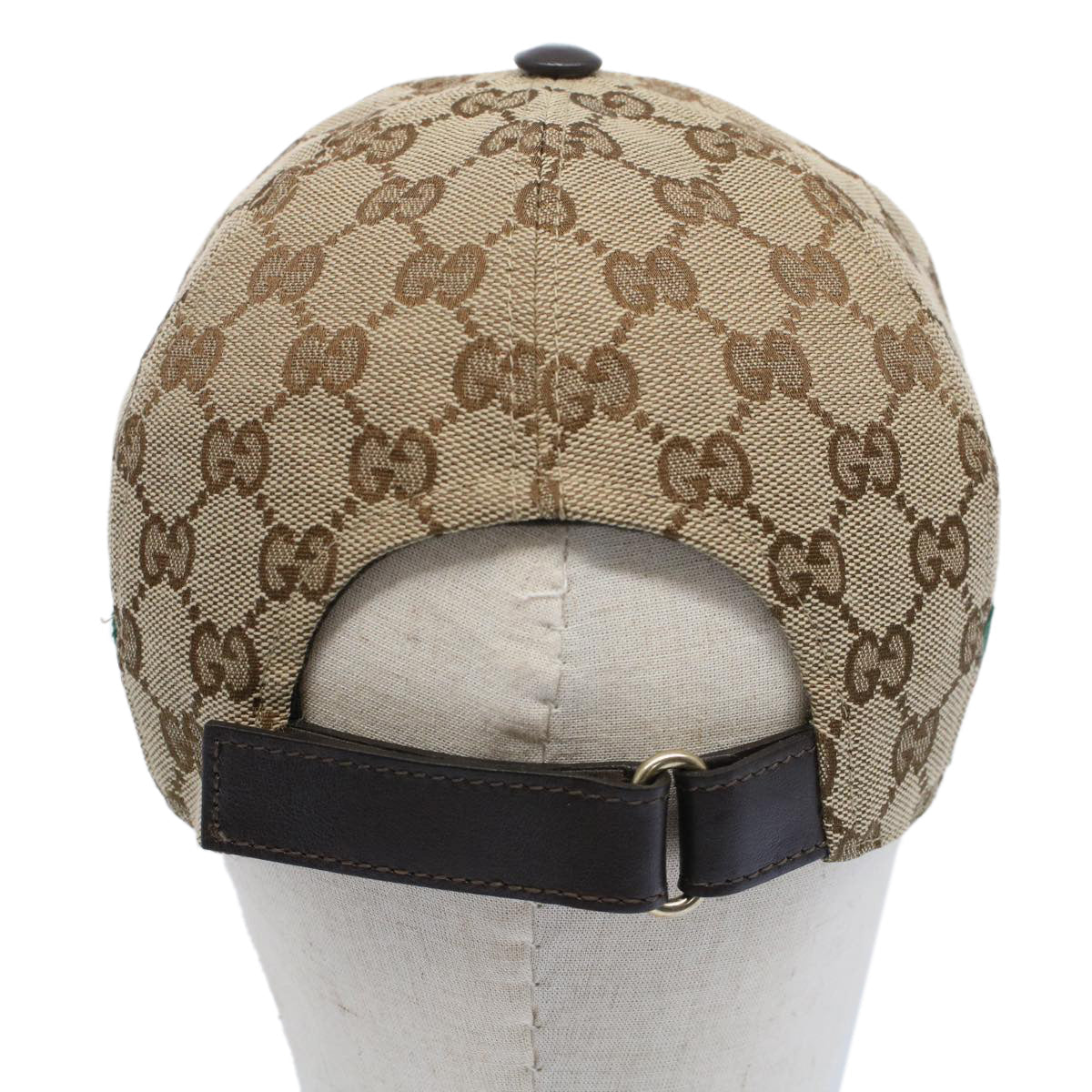 GUCCI GG Canvas Web Sherry Line Baseball Cap M Beige Green 200035 ki3339
