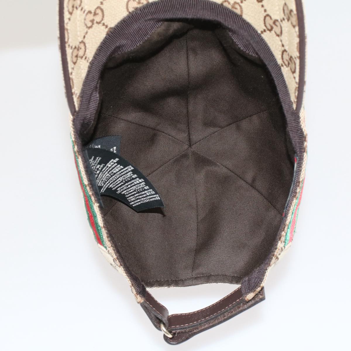 GUCCI GG Canvas Web Sherry Line Baseball Cap M Beige Green 200035 ki3339