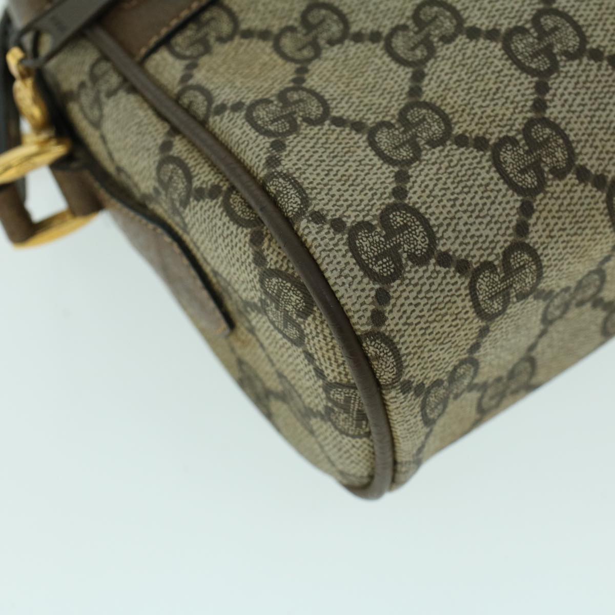 GUCCI GG Canvas Web Sherry Line Shoulder Bag PVC Leather Beige Green ki3425