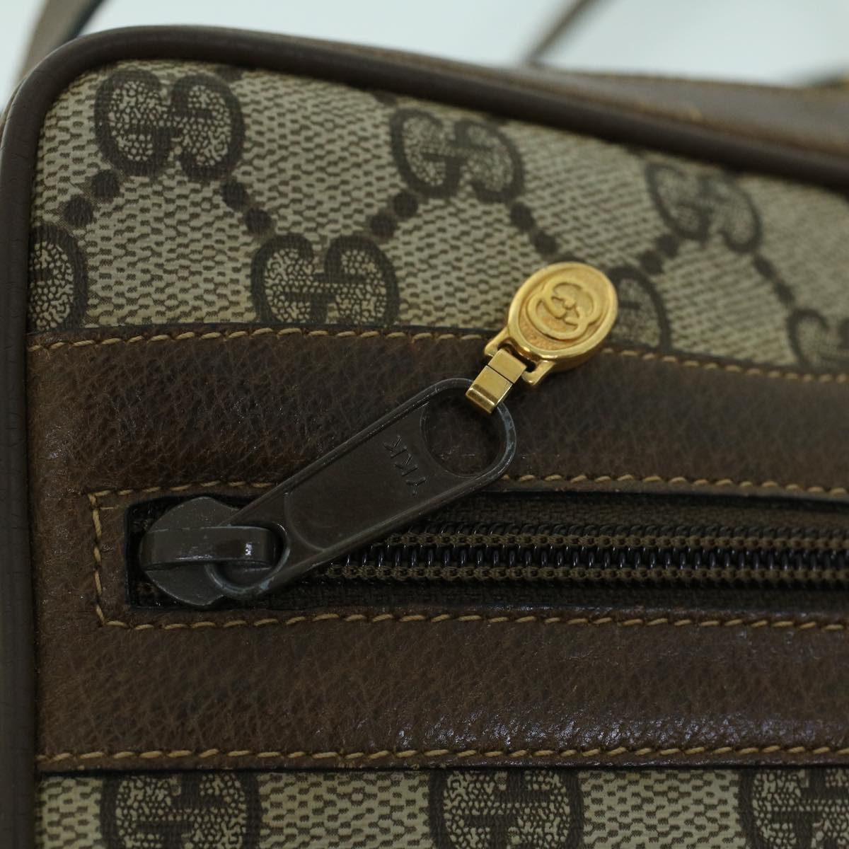 GUCCI GG Canvas Web Sherry Line Shoulder Bag PVC Leather Beige Green ki3425