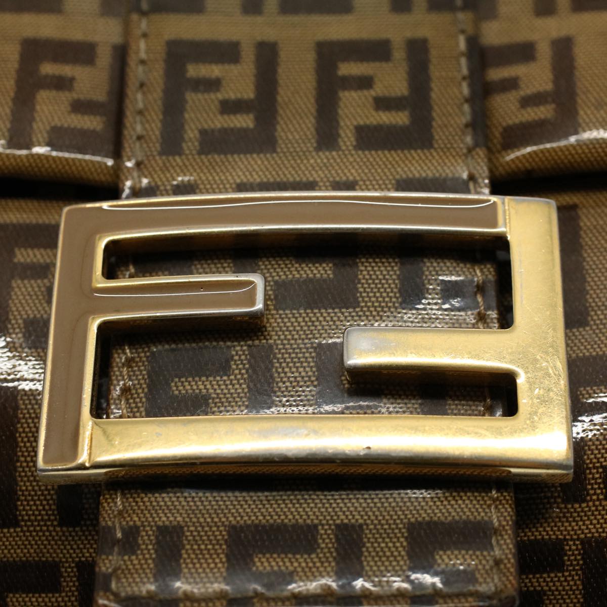 FENDI Zucchino Canvas Mamma Baguette Shoulder Bag Beige ki3426