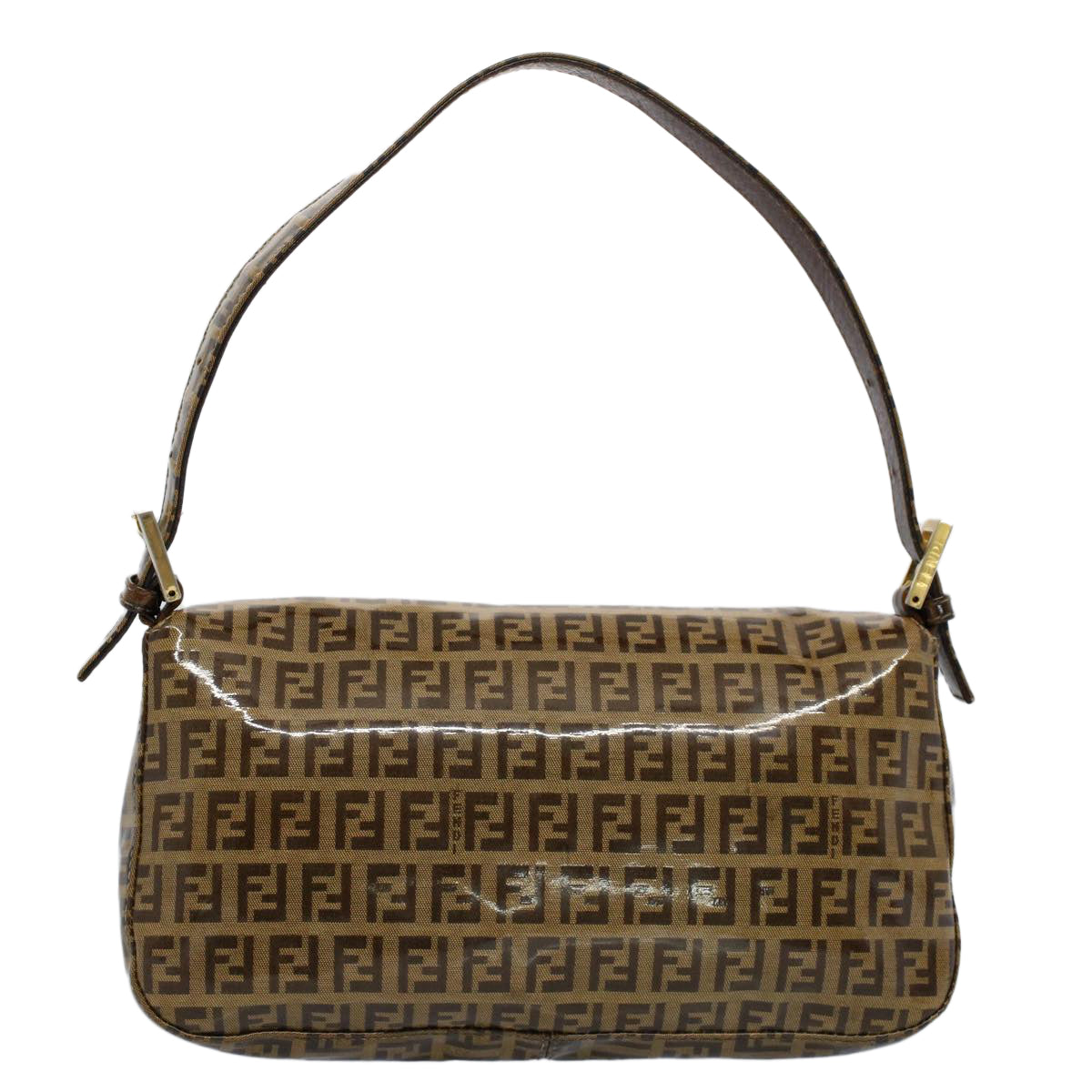 FENDI Zucchino Canvas Mamma Baguette Shoulder Bag Beige ki3426