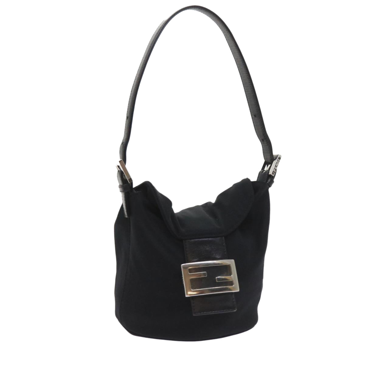 FENDI Mamma Baguette Shoulder Bag Nylon Black 2321 26765 009 ki3585