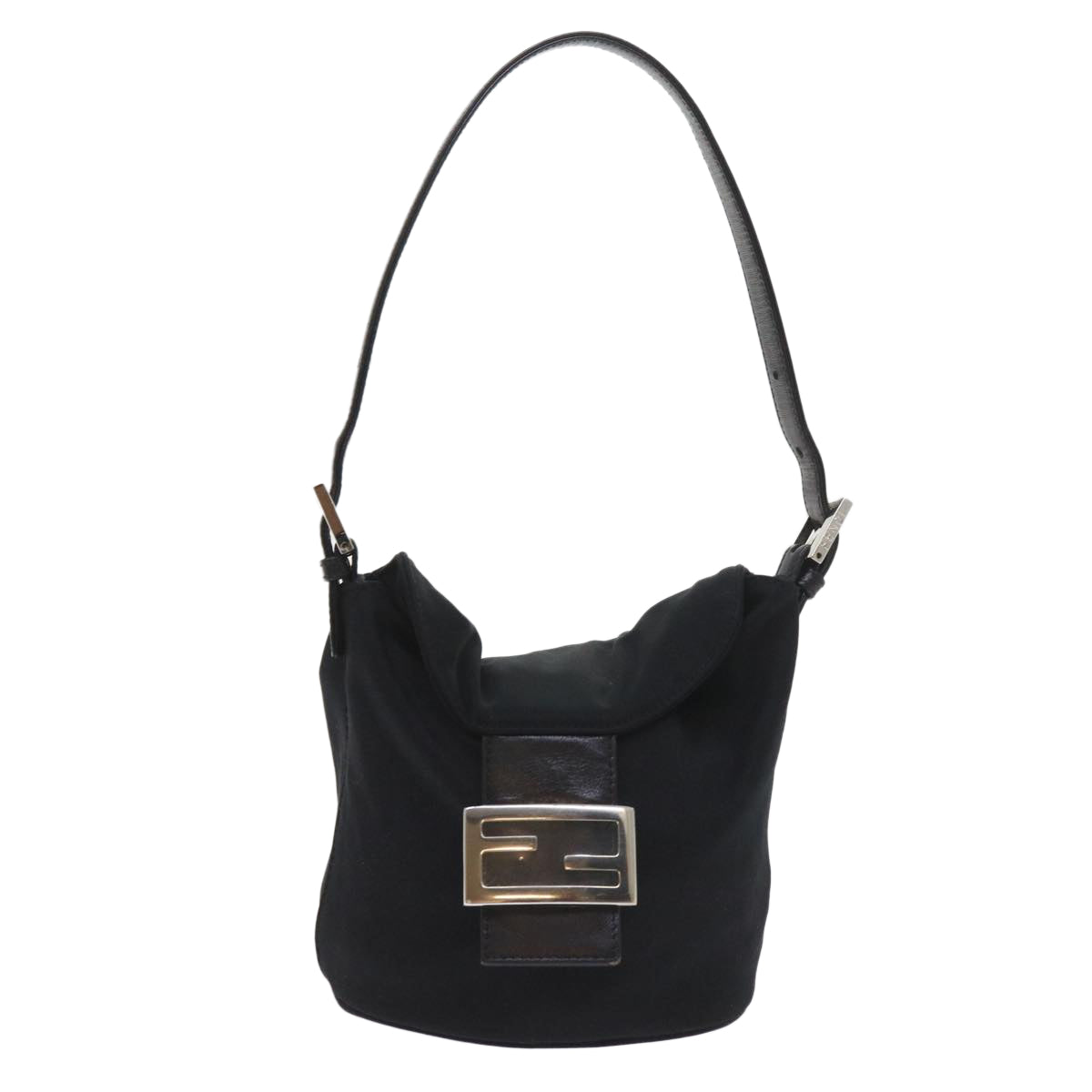 FENDI Mamma Baguette Shoulder Bag Nylon Black 2321 26765 009 ki3585