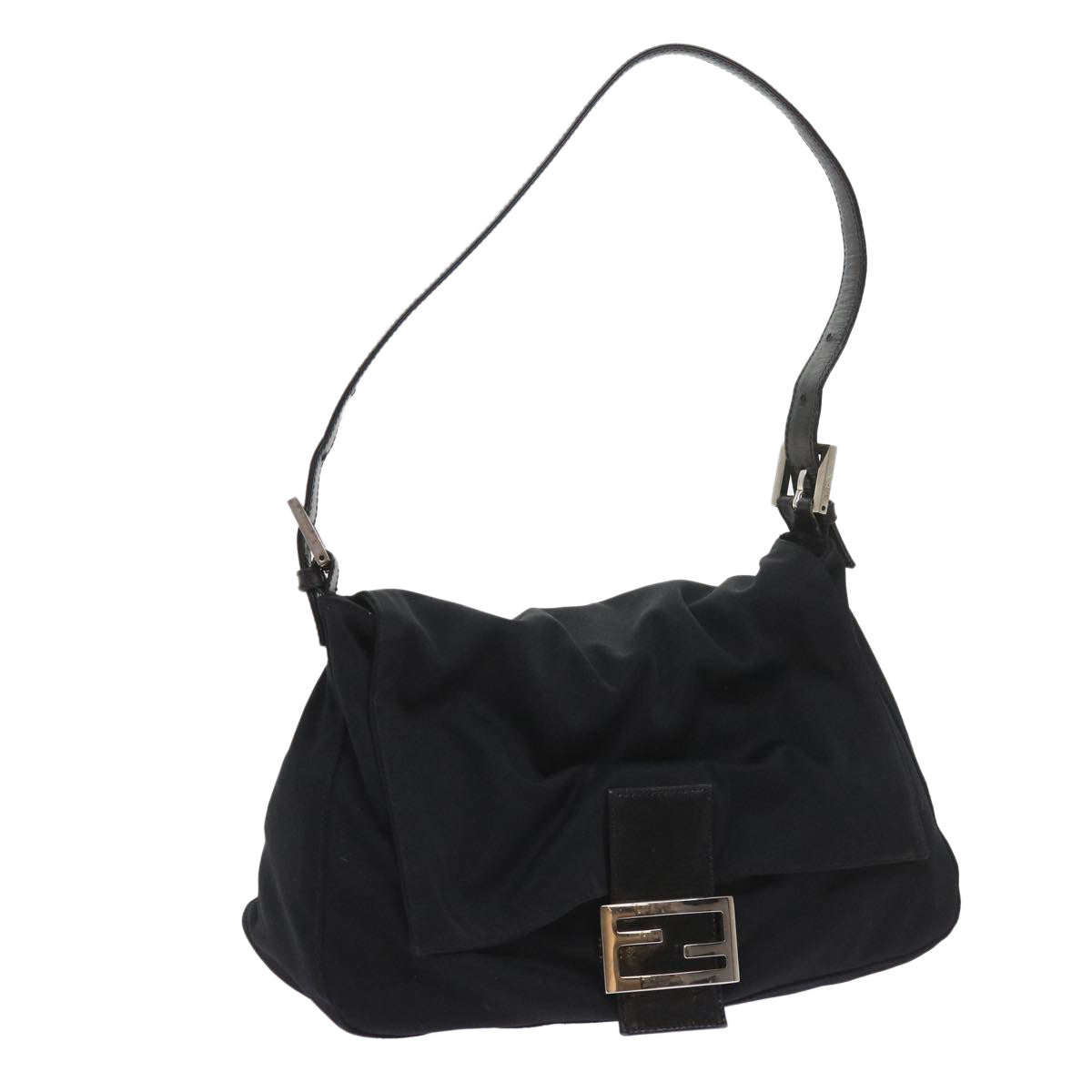 FENDI Mamma Baguette Shoulder Bag Nylon Black ki3586