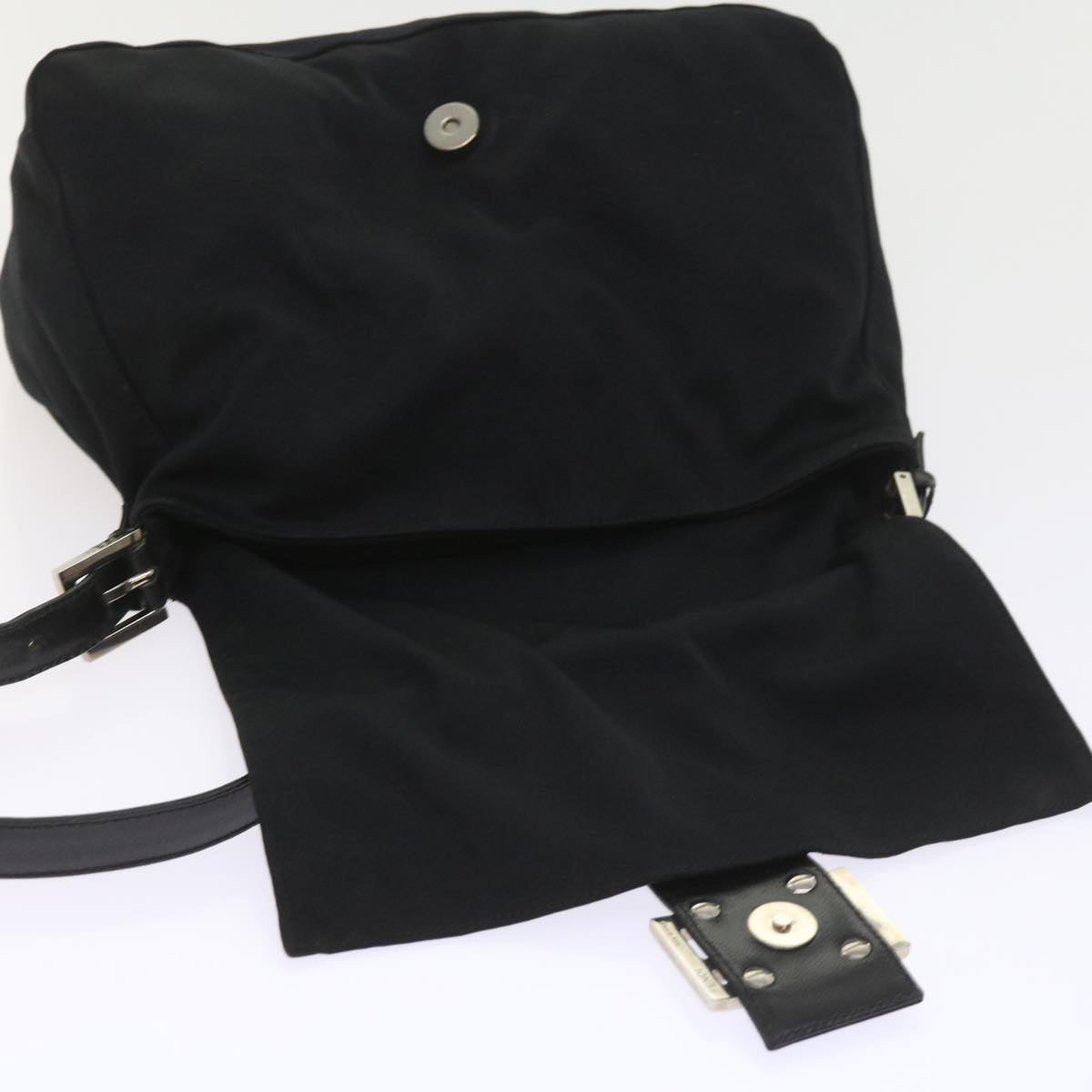 FENDI Mamma Baguette Shoulder Bag Nylon Black ki3586