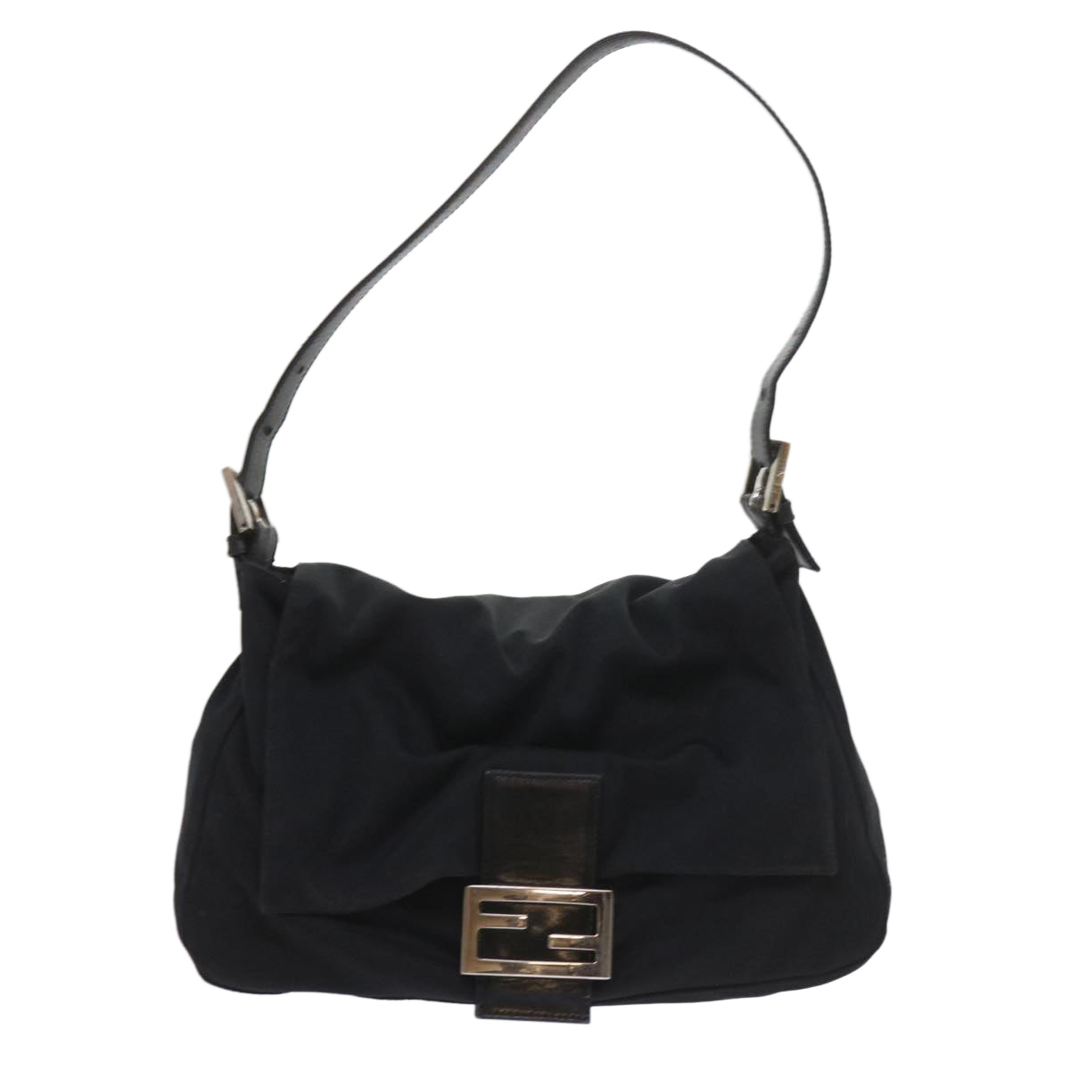 FENDI Mamma Baguette Shoulder Bag Nylon Black ki3586