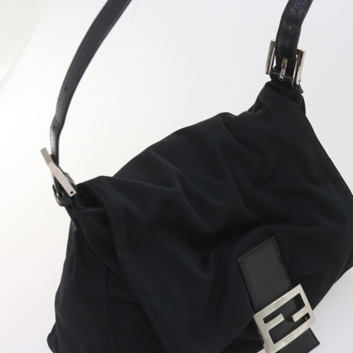 FENDI Mamma Baguette Shoulder Bag Nylon Black ki3586
