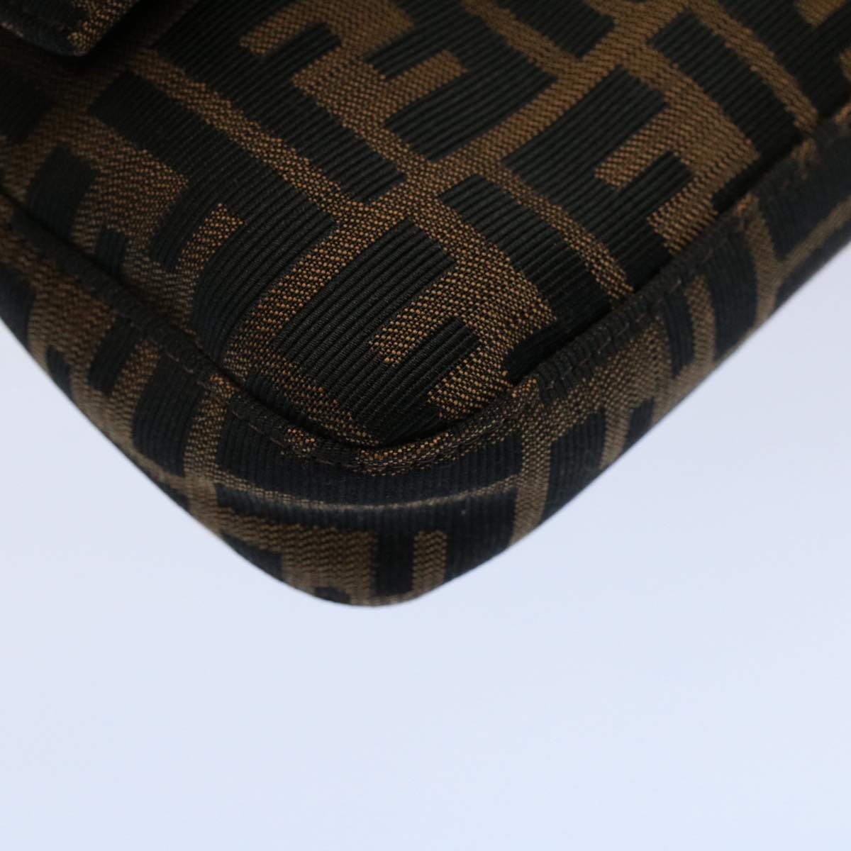 FENDI Zucca Canvas Mamma Baguette Shoulder Bag Black Brown ki3598
