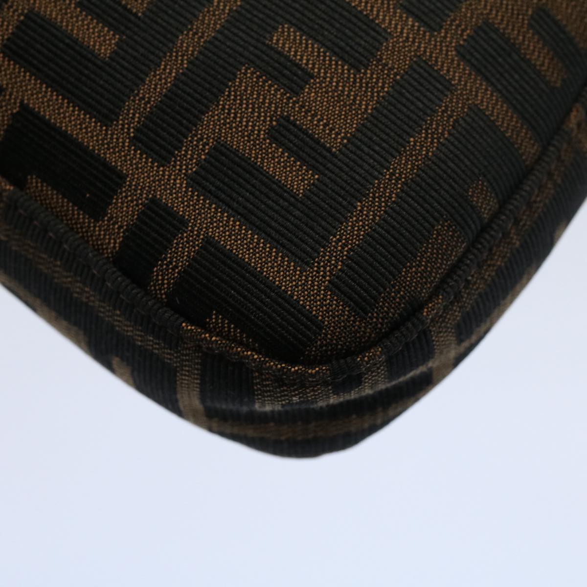FENDI Zucca Canvas Mamma Baguette Shoulder Bag Black Brown ki3598