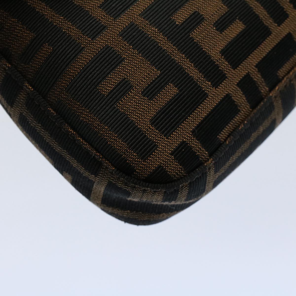 FENDI Zucca Canvas Mamma Baguette Shoulder Bag Black Brown ki3598