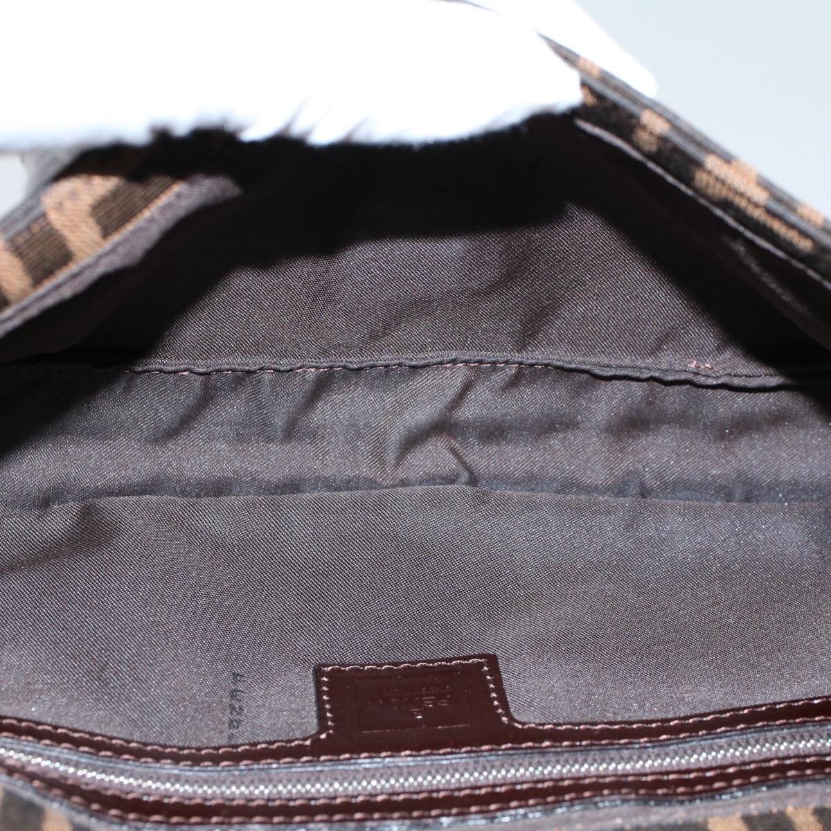 FENDI Zucca Canvas Mamma Baguette Shoulder Bag Black Brown ki3598