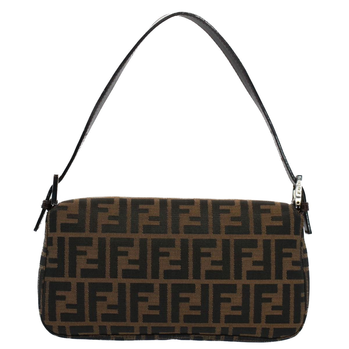 FENDI Zucca Canvas Mamma Baguette Shoulder Bag Black Brown ki3598