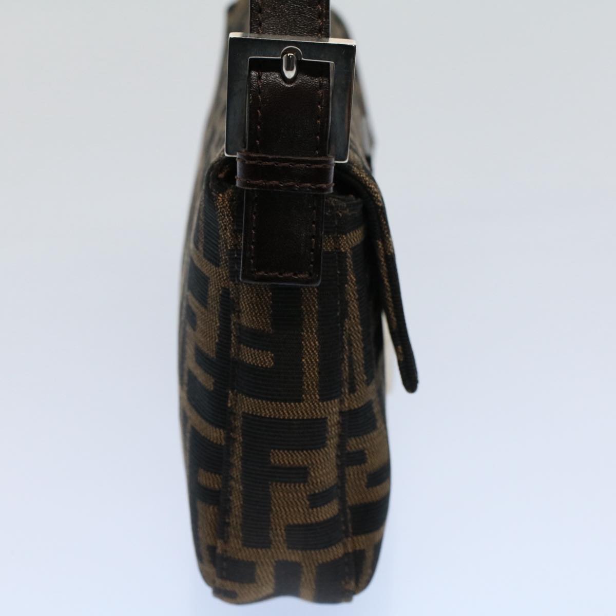 FENDI Zucca Canvas Mamma Baguette Shoulder Bag Black Brown ki3598