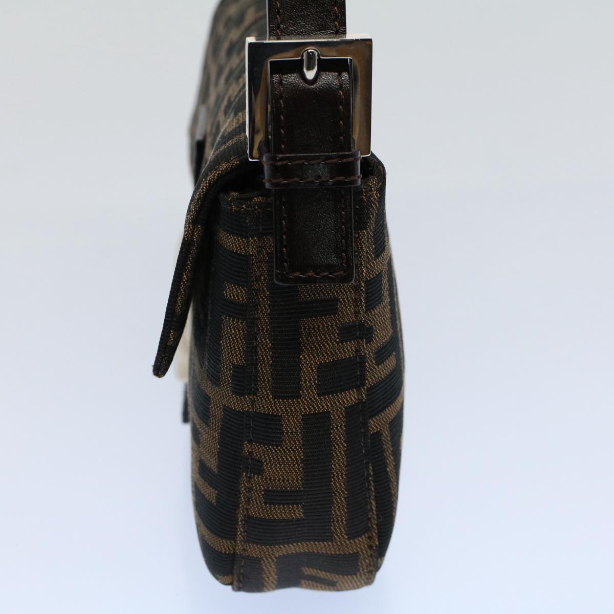 FENDI Zucca Canvas Mamma Baguette Shoulder Bag Black Brown ki3598