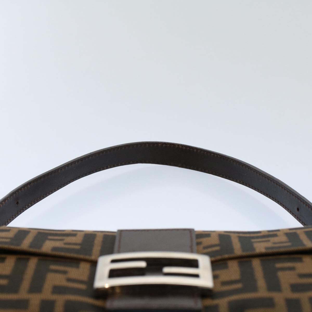 FENDI Zucca Canvas Mamma Baguette Shoulder Bag Black Brown ki3598