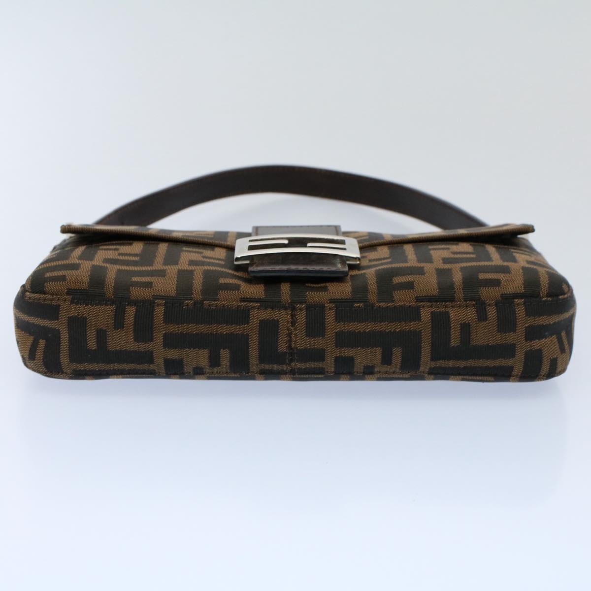 FENDI Zucca Canvas Mamma Baguette Shoulder Bag Black Brown ki3598