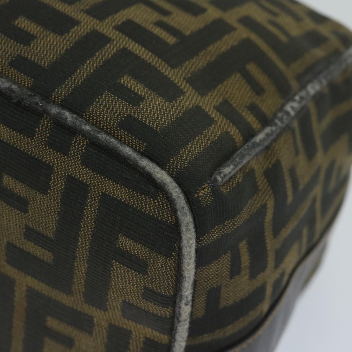 FENDI Zucca Canvas Vanity Cosmetic Pouch Black Brown ki3845