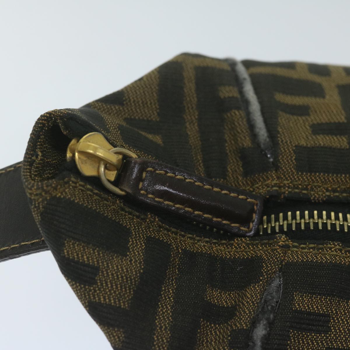 FENDI Zucca Canvas Vanity Cosmetic Pouch Black Brown ki3845
