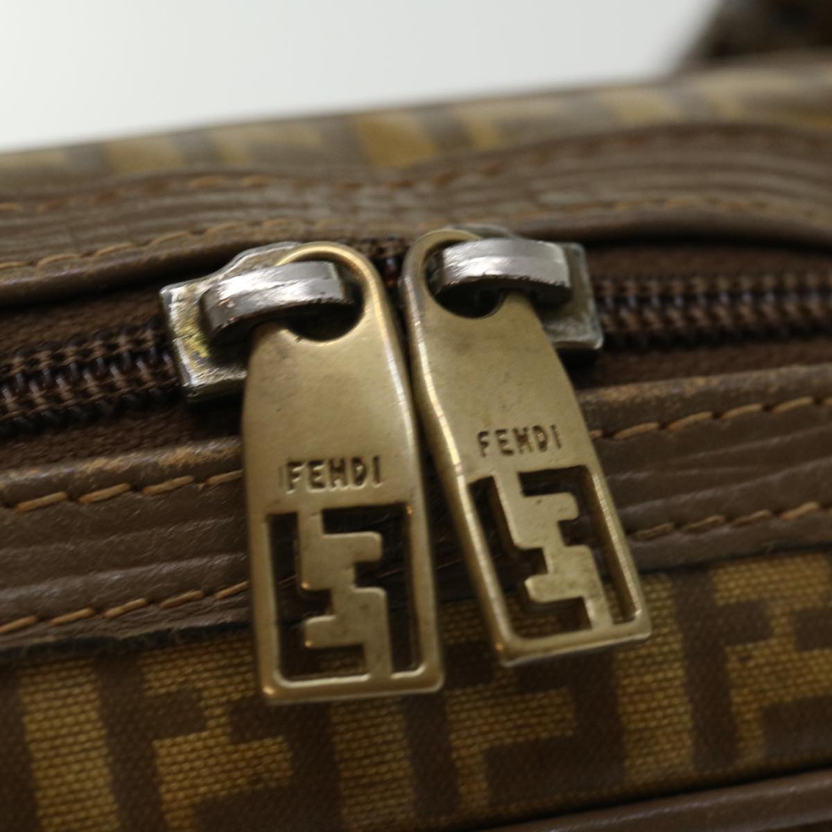 FENDI Zucchino Canvas Hand Bag Beige ki4322