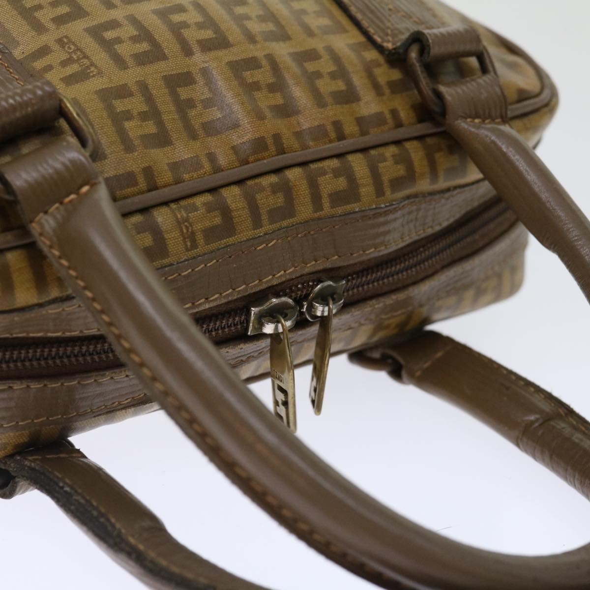 FENDI Zucchino Canvas Hand Bag Beige ki4322