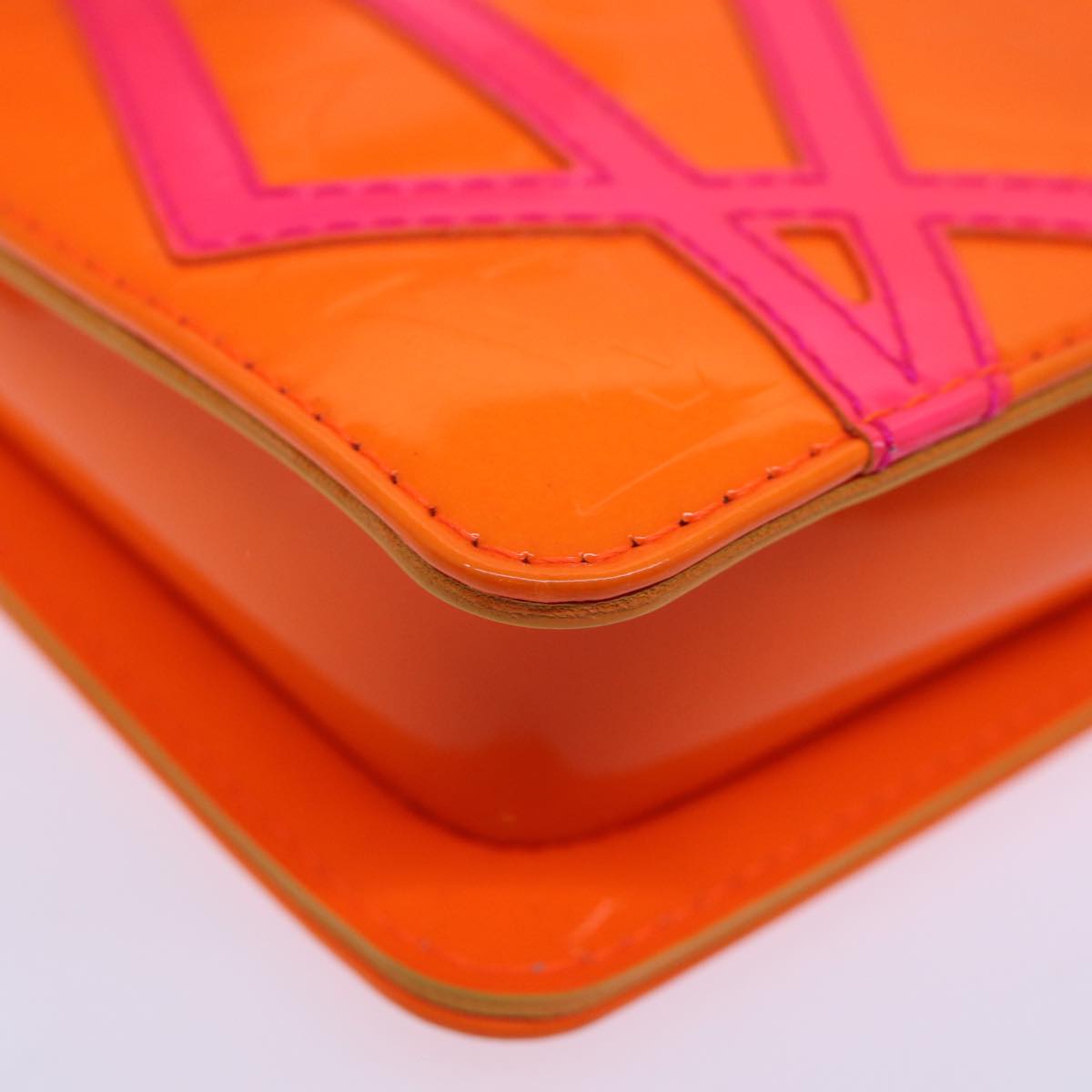 LOUIS VUITTON Vernis Fluo Lexington Accessory Pouch Orange M91907 LV ki4354