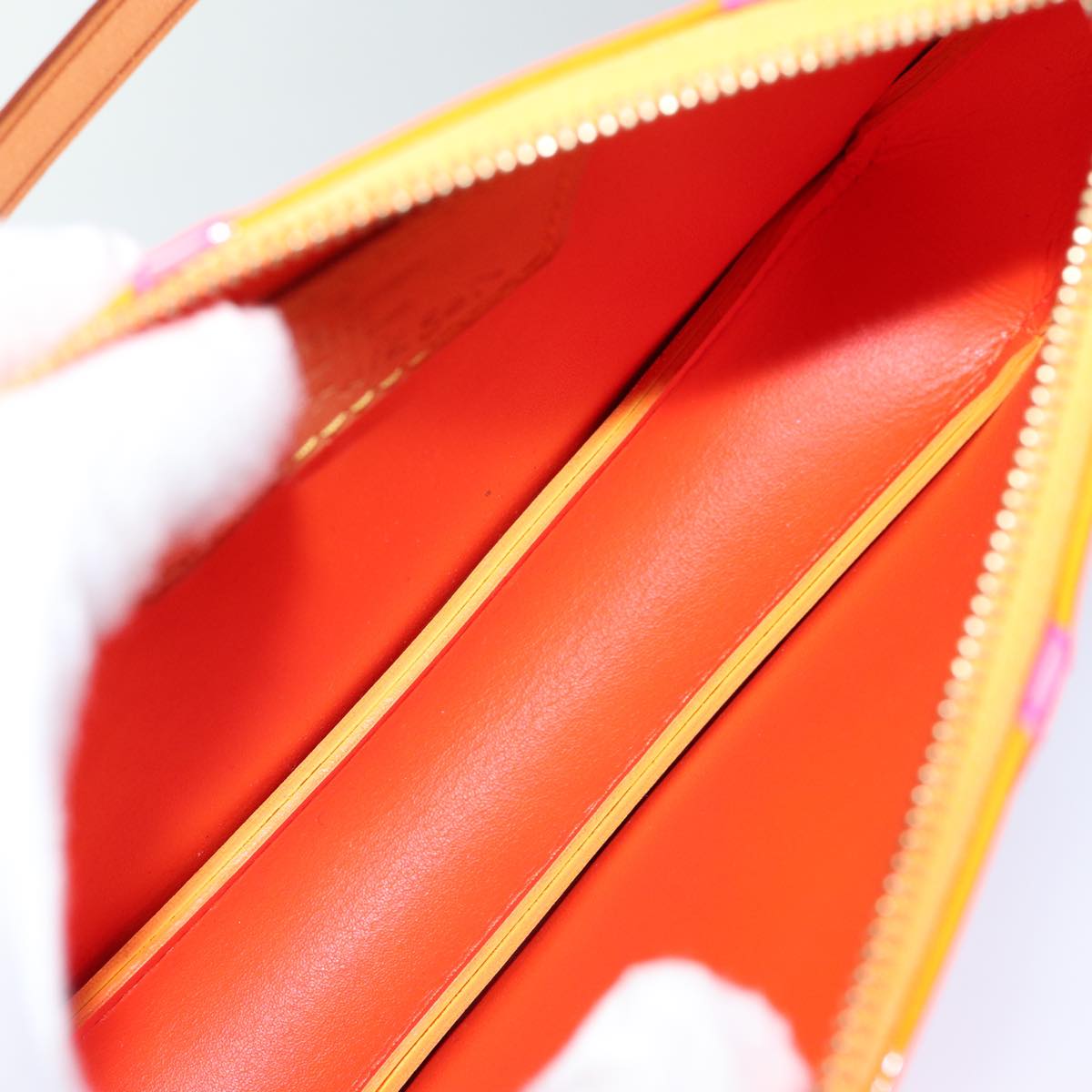 LOUIS VUITTON Vernis Fluo Lexington Accessory Pouch Orange M91907 LV ki4354