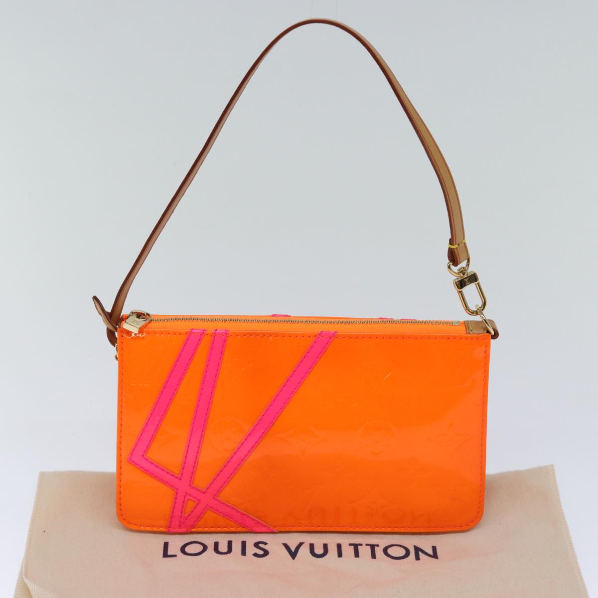 LOUIS VUITTON Vernis Fluo Lexington Accessory Pouch Orange M91907 LV ki4354