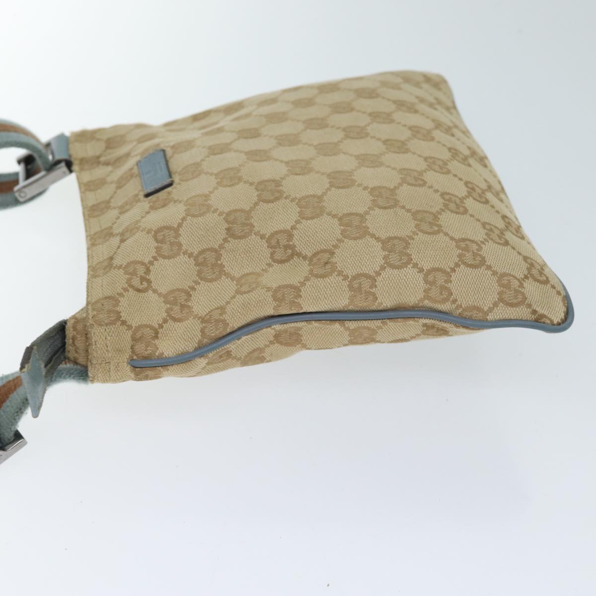 GUCCI GG Canvas Sherry Line Shoulder Bag Light Blue Brown 146309 ki4375